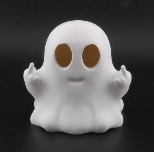 Funny Ghost Candle Holder – 3D Printed Halloween Decor with LED Tea Light | Spooky Middle Finger Ghost Night Light