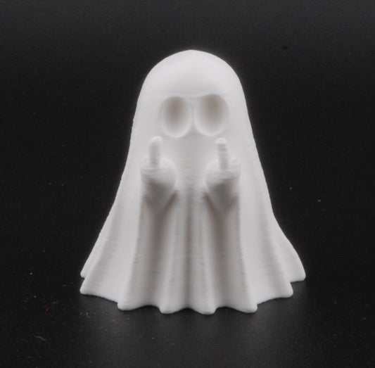 Mini Ghost Figurine – Funny 3D Printed Halloween Decor | Tiny Middle Finger Ghost Statue (1.5")