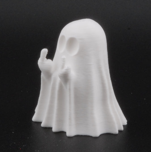 Mini Ghost Figurine – Funny 3D Printed Halloween Decor | Tiny Middle Finger Ghost Statue (1.5")