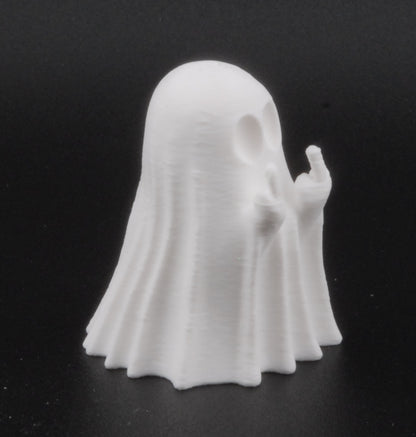 Mini Ghost Figurine – Funny 3D Printed Halloween Decor | Tiny Middle Finger Ghost Statue (1.5")