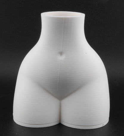 Curvy Woman Body Planter – 3D Printed Nude Female Planter | Erotic Adult Plant Pot (6") in Black or White