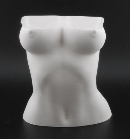Female Bust Body Planter – 3D Printed Nude Woman Plant Pot | Erotic Torso Decor in Black or White