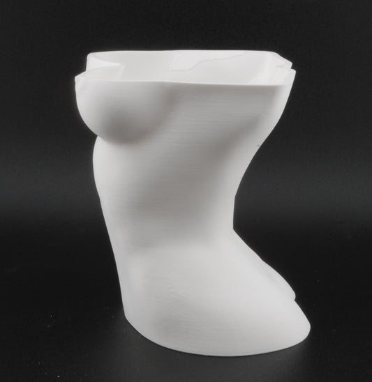 Female Bust Body Planter – 3D Printed Nude Woman Plant Pot | Erotic Torso Decor in Black or White