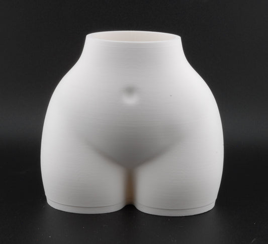 Curvy Female Body Planter – 3D Printed Nude Woman Vase | Erotic Novelty Plant Pot (6") in Black or White