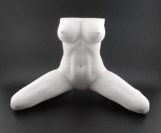 Erotic Female Body Planter – 3D Printed Nude Woman with Legs Spread Pose | Adult Novelty Plant Pot (6") in Black or White