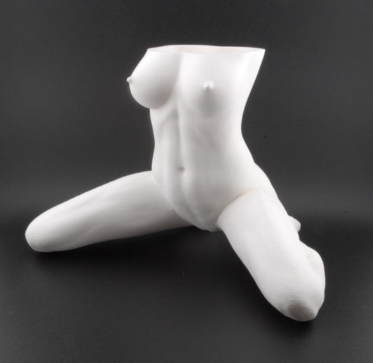 Erotic Female Body Planter – 3D Printed Nude Woman with Legs Spread Pose | Adult Novelty Plant Pot (6") in Black or White