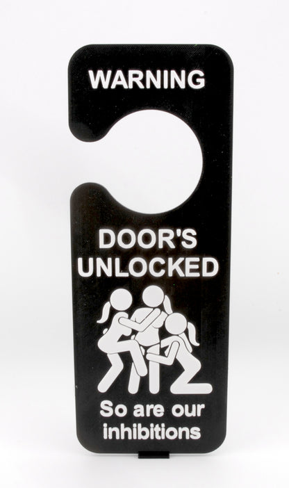 Warning Naughty Door Sign – “Door’s Unlocked, So Are Our Inhibitions” Funny Adult Hanger