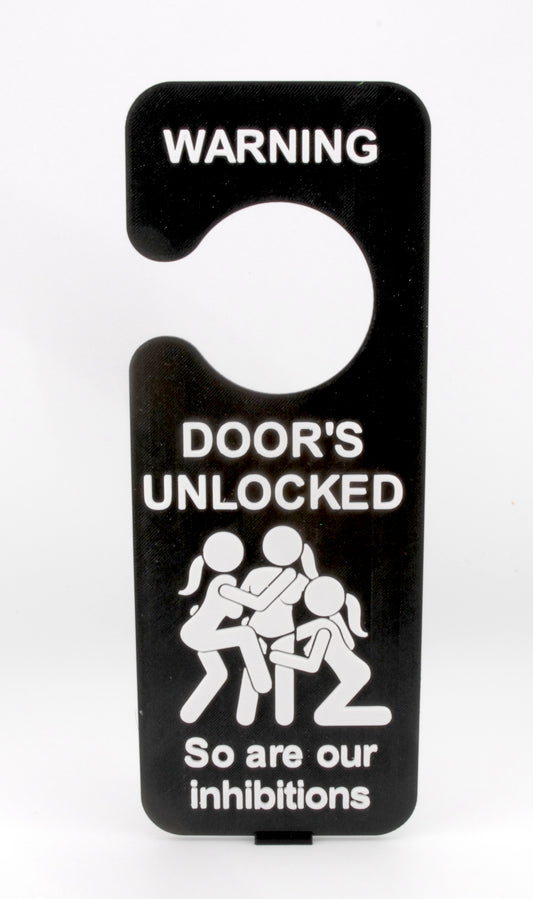 Warning Naughty Door Sign – “Door’s Unlocked, So Are Our Inhibitions” Funny Adult Hanger