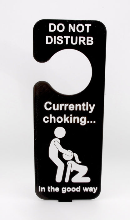 Do Not Disturb Door Hanger – Naughty “Currently Choking” Funny Adult Sign | Risqué Gag Gift