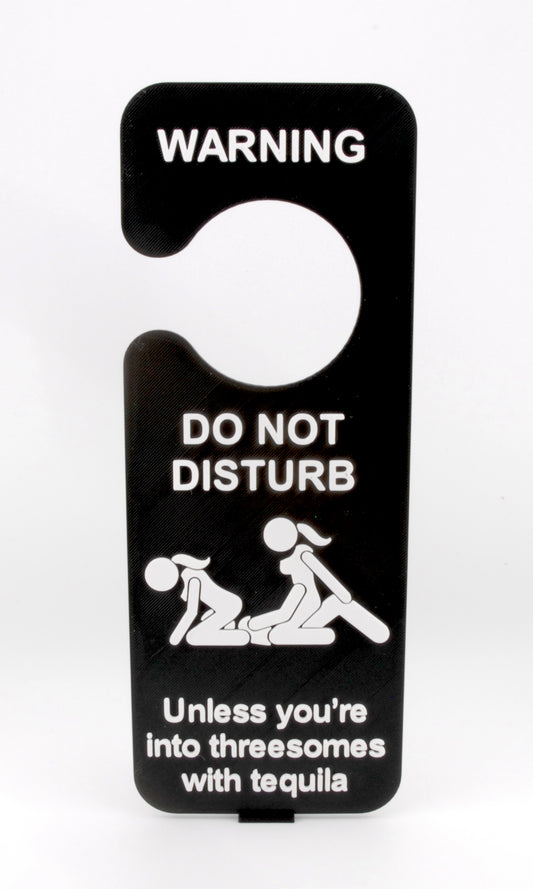 Do Not Disturb Threesome Door Hanger – Naughty Adult Humor Sign with Tequila Twist | Funny Gag Gift