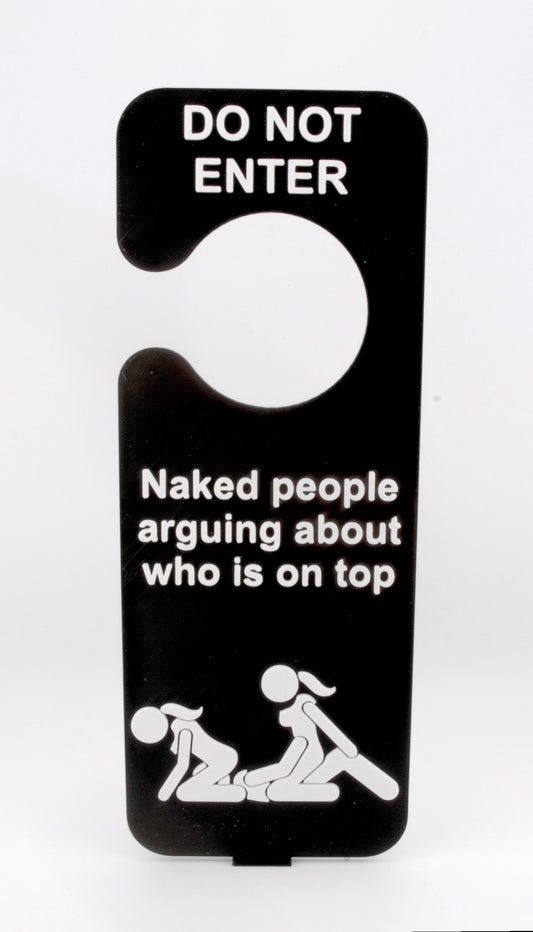 Do Not Disturb Door Hanger – Funny Adult “Who’s On Top” Bedroom Sign | Naughty Couples Gift