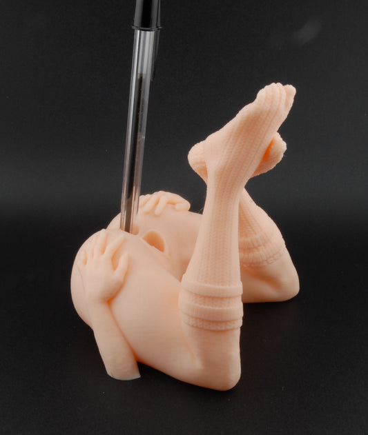 Knee-High Tease Pen Holder – Double Penetration Edition | Erotic Desk Décor | Adult Gag Gift | Sexy Stocking Pen Stand | 3D Printed Humor