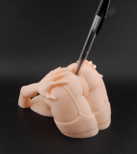 Lingerie Lover Pen Holder – Erotic Desk Décor | Adult Novelty Office Gift | Sexy Gag Pen Stand with Stockings | Naughty 3D Printed Art