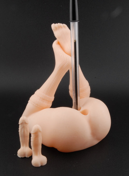 Knee-High Socks Pen Holder – Double Penetration Edition | Erotic Desk Décor | Adult Humor Gift | Naughty Pen Stand | 3D Printed Gag Gift