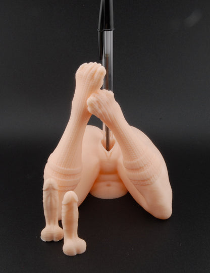 Knee-High Socks Pen Holder – Double Penetration Edition | Erotic Desk Décor | Adult Humor Gift | Naughty Pen Stand | 3D Printed Gag Gift