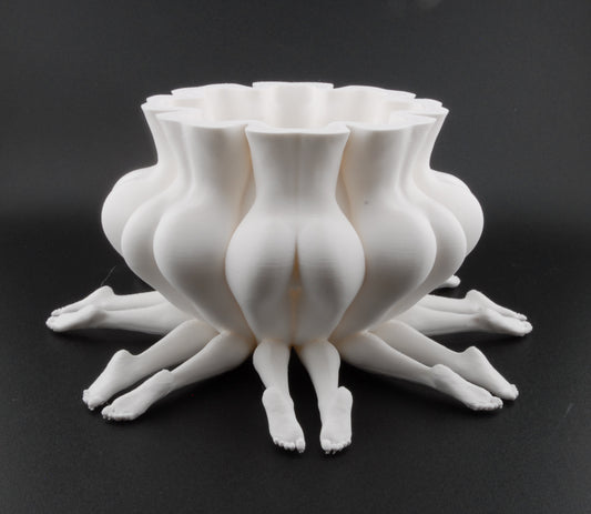 Booty Bloom Planter – Erotic Butt Flower Pot | Funny Adult Décor | 3D Printed Naughty Planter in Black or White