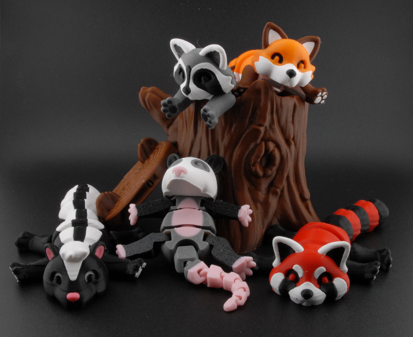 Ruby the Red Panda – 3D Printed Articulated Trash Animal | Cute Red Panda Figure | Fusion Layer 3D Woodland Collection (2 Sizes + Base Options)