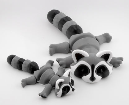 Rascal the Raccoon – 3D Printed Articulated Trash Animal | Cute Raccoon Figure | Fusion Layer 3D Woodland Collection (2 Sizes + Base Options)