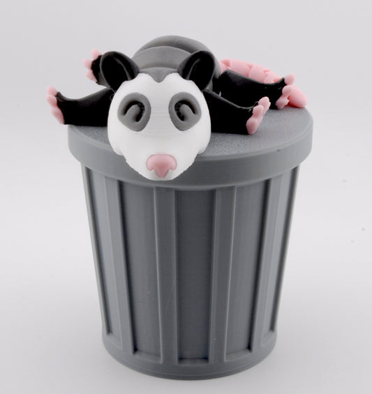 Ollie the Opossum – Articulated 3D Printed Trash Animal | Cute Possum Figure | Fusion Layer 3D Woodland Collection (2 Sizes + Base Options)