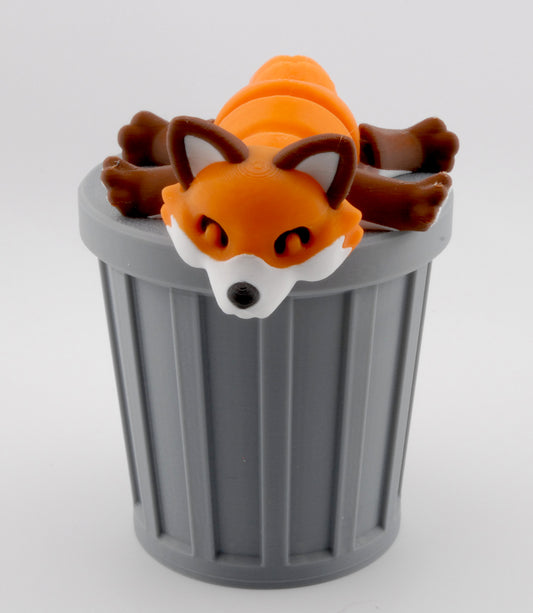 Foxy the Trash Fox – Articulated 3D Printed Woodland Animal Figure | Cute Fox Toy | Fusion Layer 3D Trash Animals Collection (2 Sizes + Base Options)