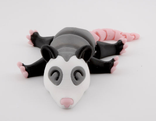 Ollie the Opossum – Articulated 3D Printed Trash Animal | Cute Possum Figure | Fusion Layer 3D Woodland Collection (2 Sizes + Base Options)
