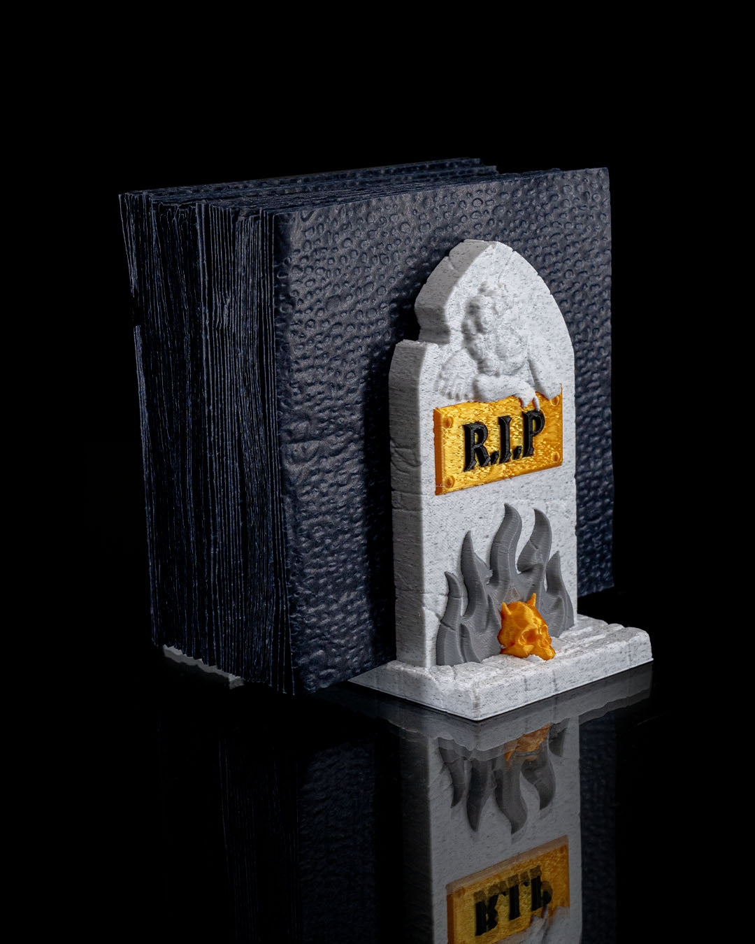 Tombstone Napkin Holders – 3 Styles Gothic Halloween Table Decor | Creepy Gravestone Napkin Stand | 3D Printed Haunted House Party Props