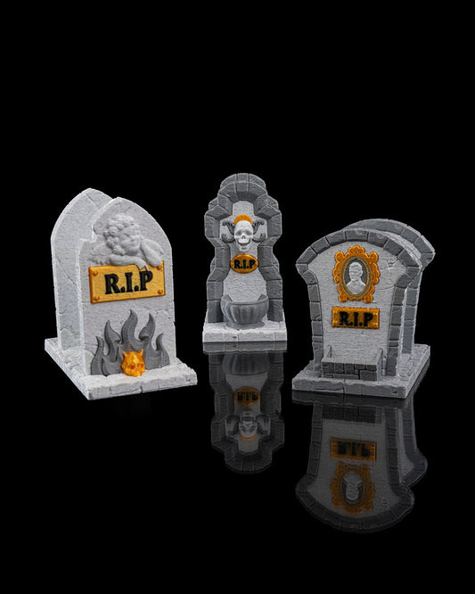 Tombstone Napkin Holders – 3 Styles Gothic Halloween Table Decor | Creepy Gravestone Napkin Stand | 3D Printed Haunted House Party Props