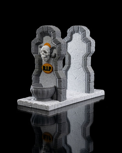 Tombstone Napkin Holders – 3 Styles Gothic Halloween Table Decor | Creepy Gravestone Napkin Stand | 3D Printed Haunted House Party Props