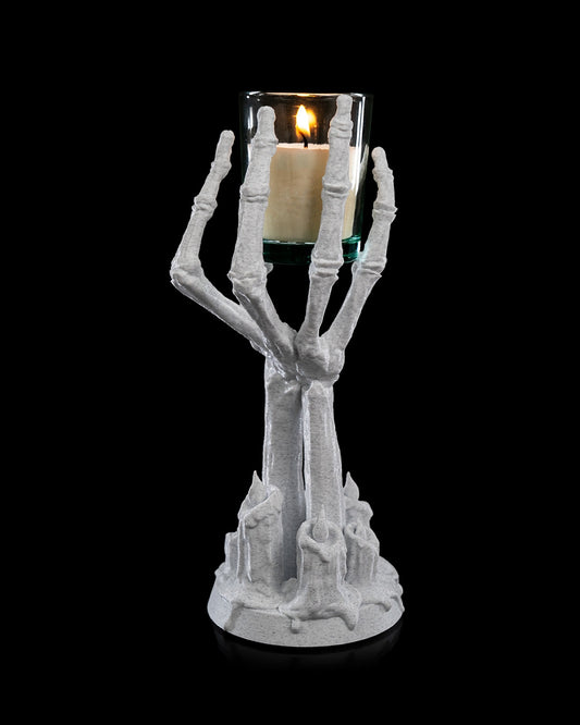 Skeleton Hand Candle Holder – Gothic Halloween Decor | Creepy Skeleton Hand with Candle Stand | 3D Printed Haunted House Prop
