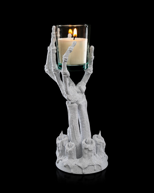 Skeleton Hand Candle Holder – Gothic Halloween Decor | Creepy Skeleton Hand with Candle Stand | 3D Printed Haunted House Prop