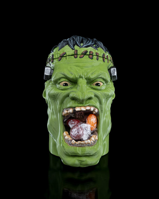 Frankenstein Candy Holder – Creepy Monster Head Bowl | Halloween Candy Dish | 3D Printed Horror Party Table Decor