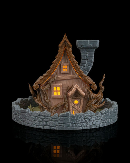 Ghost Manor Table Lamp & Backflow Incense Burner – Haunted House Halloween Decor | 3D Printed Spooky Light & Smoke Effect Burner