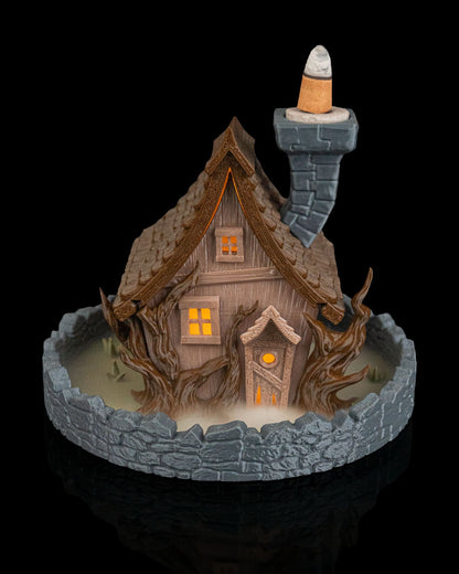 Ghost Manor Table Lamp & Backflow Incense Burner – Haunted House Halloween Decor | 3D Printed Spooky Light & Smoke Effect Burner