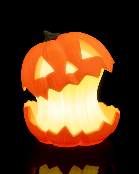 Glowgut Pumpkin Lantern Lamp – Creepy Jack-o’-Lantern Light | 3D Printed Halloween Pumpkin Décor Centerpiece