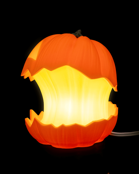 Glowgut Pumpkin Lantern Lamp – Creepy Jack-o’-Lantern Light | 3D Printed Halloween Pumpkin Décor Centerpiece