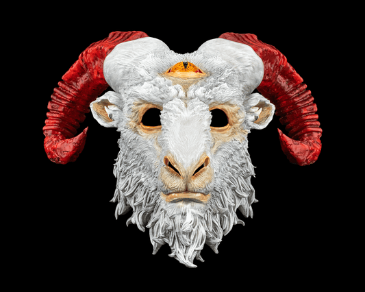 Goat of the Abyss Mask – Masquerade Macabre Collection | 3D Printed Demon Goat Halloween Cosplay Mask in 3 Sizes