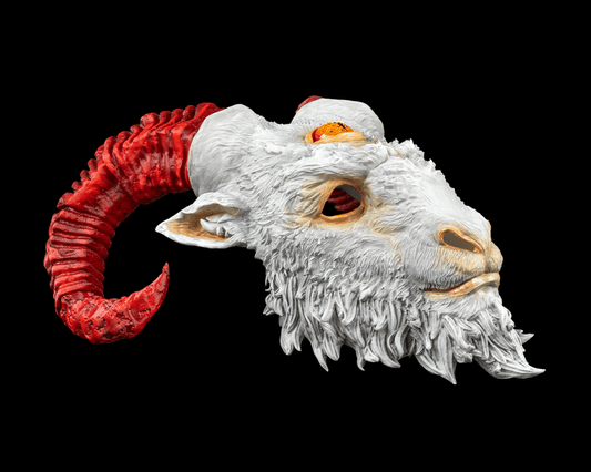Goat of the Abyss Mask – Masquerade Macabre Collection | 3D Printed Demon Goat Halloween Cosplay Mask in 3 Sizes