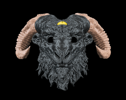 Goat of the Abyss Mask – Masquerade Macabre Collection | 3D Printed Demon Goat Halloween Cosplay Mask in 3 Sizes