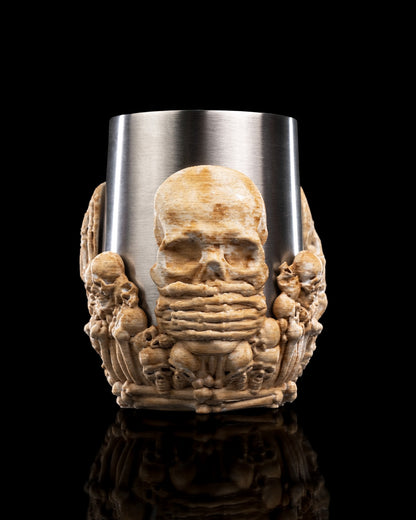 Skull Cup Holder – Gothic Halloween Drinkware | Creepy Skull Mug Sleeve | 3D Printed Horror Kitchen & Bar Decor