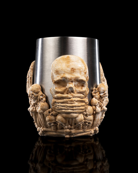 Skull Cup Holder – Gothic Halloween Drinkware | Creepy Skull Mug Sleeve | 3D Printed Horror Kitchen & Bar Decor