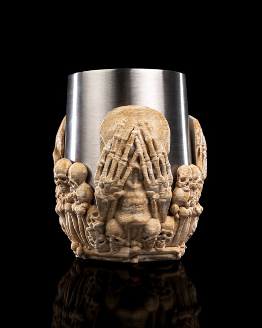 Skull Cup Holder – Gothic Halloween Drinkware | Creepy Skull Mug Sleeve | 3D Printed Horror Kitchen & Bar Decor