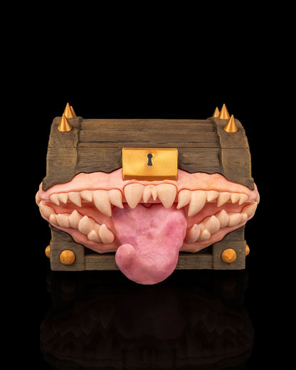 Greedy Chest Monster Treasure Card Deck Box with Fangs and Tongue