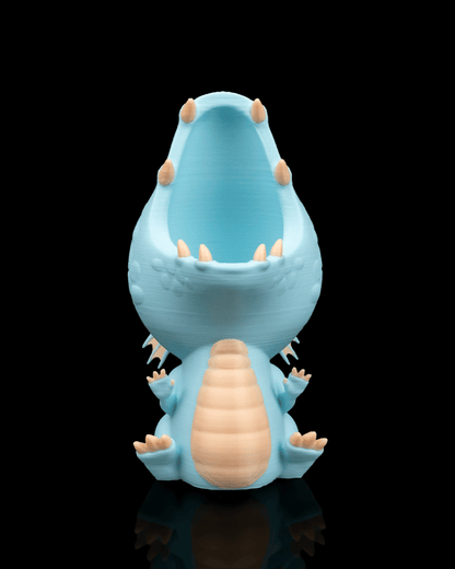 Green Breath Baby Dragon Planter – 14cm Fantasy Open Mouth Pot | 3D Printed Mythical Home & Garden Décor