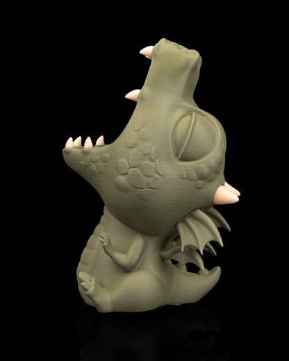 Green Breath Baby Dragon Planter – 14cm Fantasy Open Mouth Pot | 3D Printed Mythical Home & Garden Décor