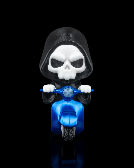Grim Rider Reaper Figurine – Cute Grim Reaper on Scooter | 3D Printed Halloween Collectible | Killer Holidays Collection