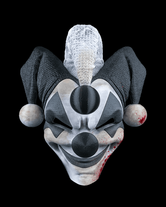 Harlekeen Clown Mask – Masquerade Macabre Collection | 3D Printed Evil Jester Halloween Cosplay Mask in 3 Sizes