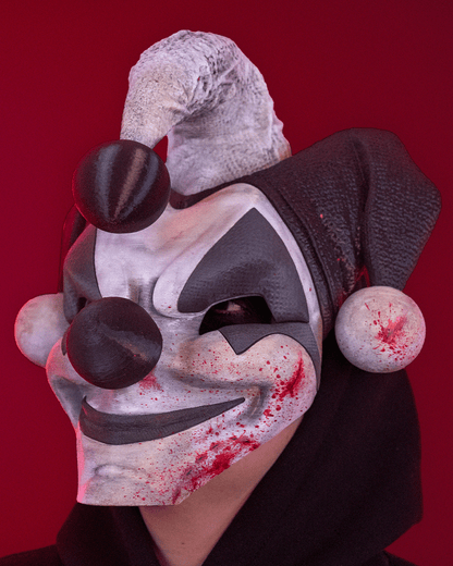 Harlekeen Clown Mask – Masquerade Macabre Collection | 3D Printed Evil Jester Halloween Cosplay Mask in 3 Sizes