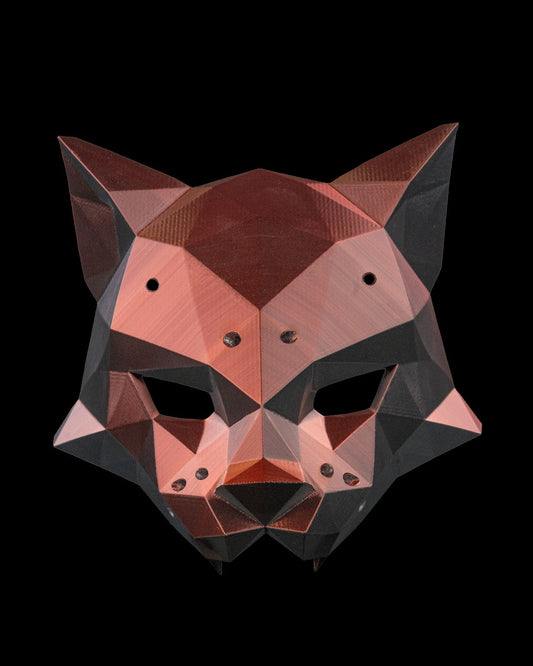 Hexa Cat Mask – Masquerade Macabre Collection | 3D Printed Geometric Cat Halloween Cosplay Mask with Glow Sticks in 3 Sizes