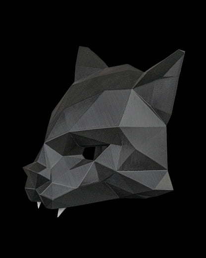 Hexa Cat Mask – Masquerade Macabre Collection | 3D Printed Geometric Cat Halloween Cosplay Mask with Glow Sticks in 3 Sizes