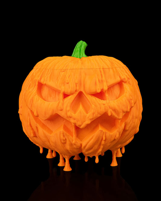 Melted Treatkeeper Pumpkin Candy Bowl – Creepy Jack-o’-Lantern Container | 3D Printed Halloween Candy Dish with Lid